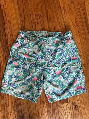 Reverse Men’s Green Tropical Flamingo Swim Shorts